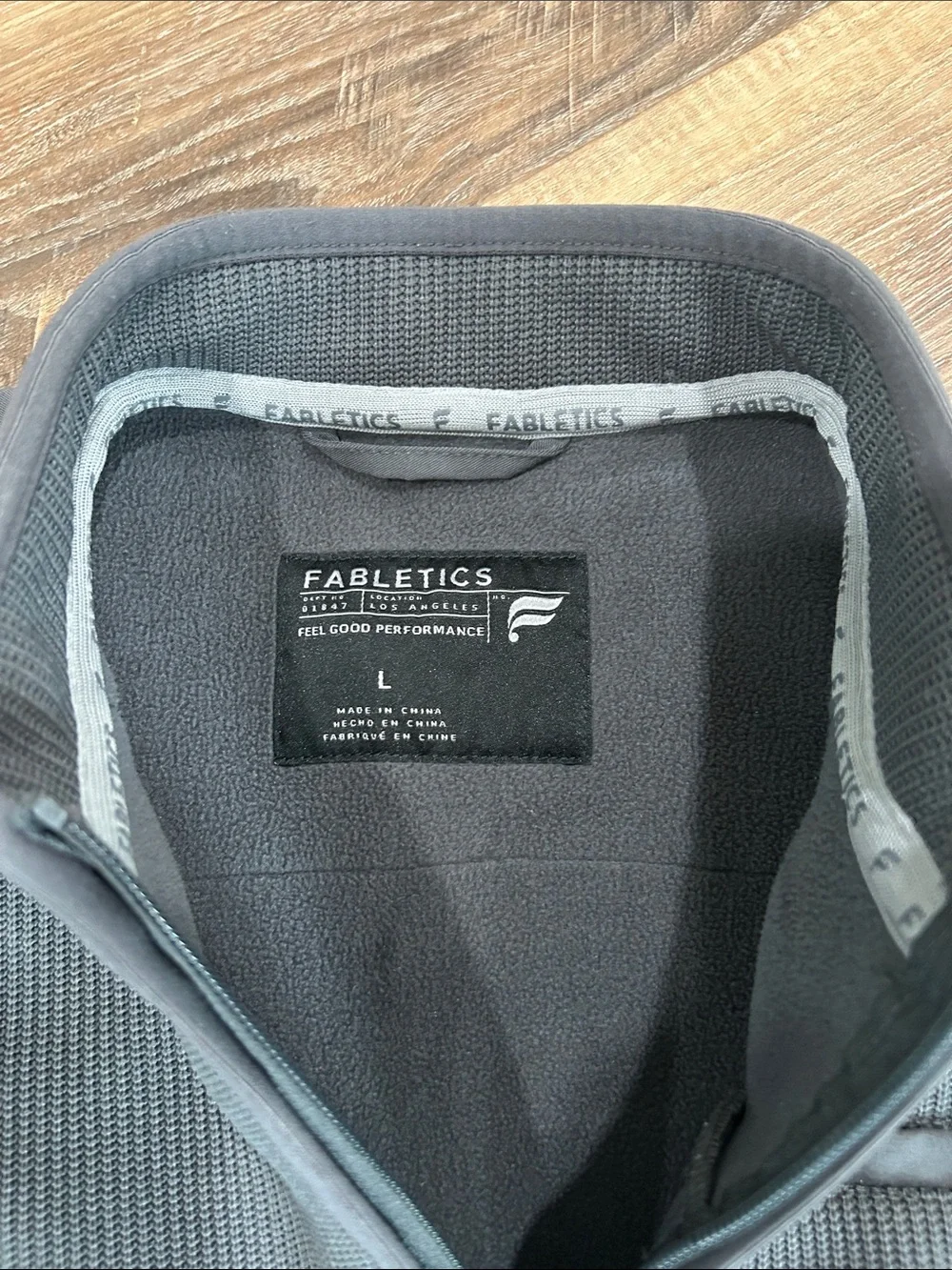 Fabletics men’s gray vest feel good performance, large zip pockets